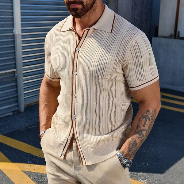 Retro Lightweight Polo Knit Top