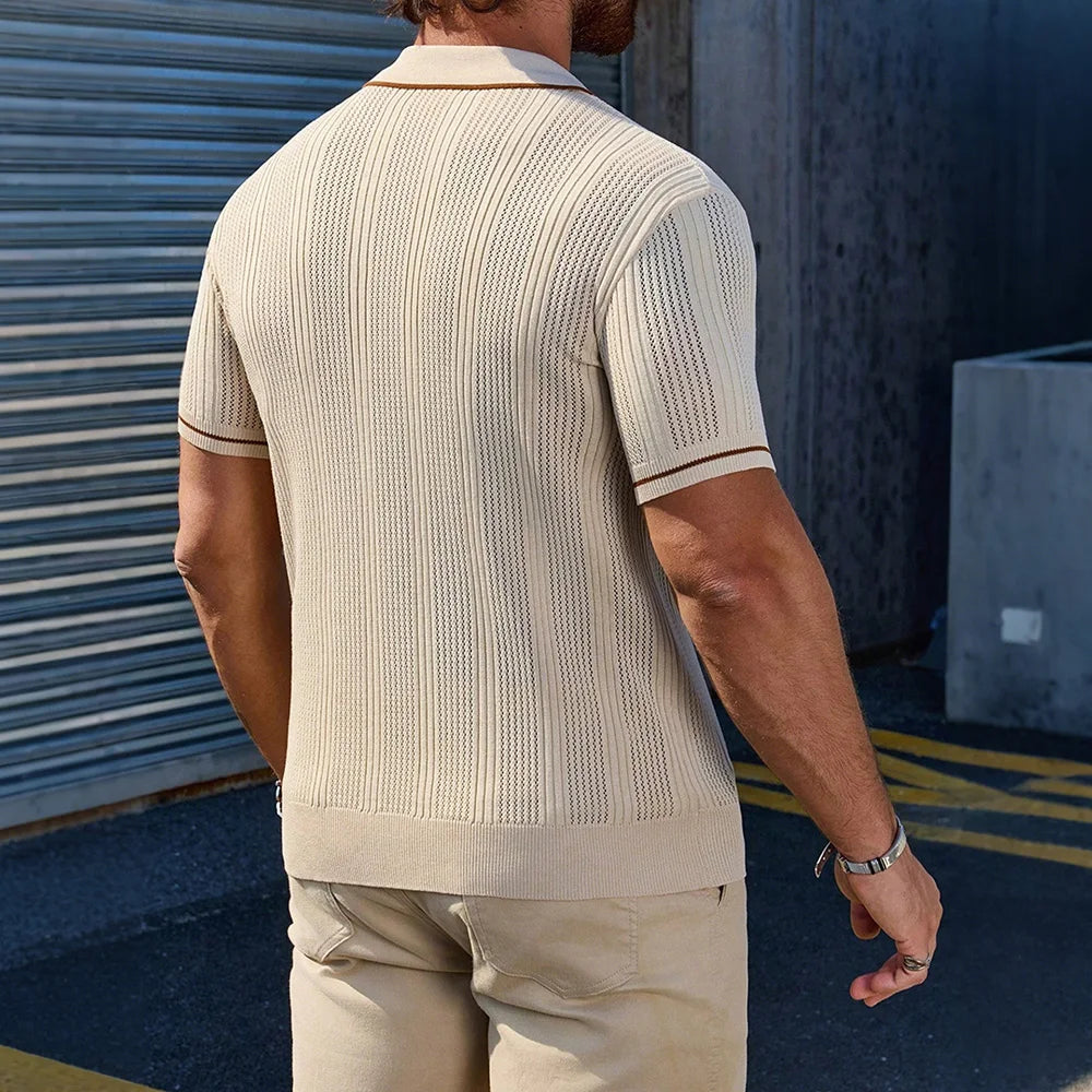 Retro Lightweight Polo Knit Top
