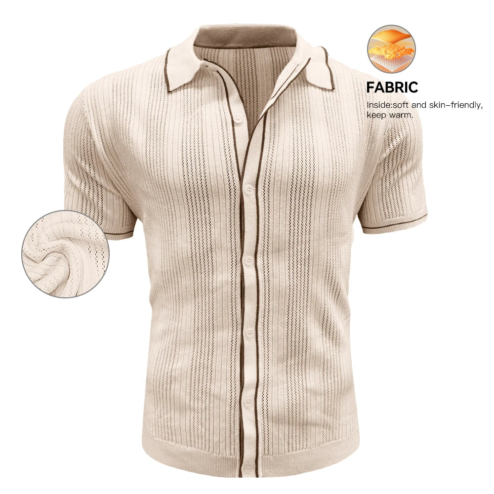 Retro Lightweight Polo Knit Top
