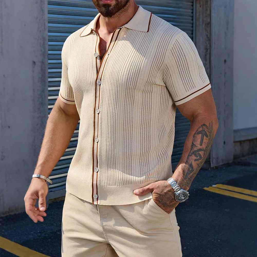Retro Lightweight Polo Knit Top